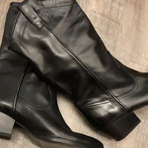 Zara black leather Cowboy boots 6 - Picture 5 of 10